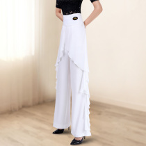 Ms. Dan Bo Luo dance pants autumn Latin dance pants fashion ruffles design modern dance pants temperament White