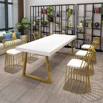 Nordic loft solid wood conference table simple modern creative desk Workbench long table negotiation table and chair combination