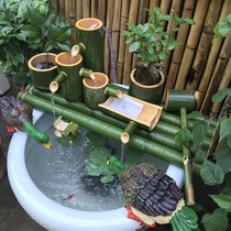 Korean tea table oxygen-increasing Garden Farmhouse bamboo bamboo fish tank running water decoration simple clubhouse scenery Garden