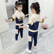 Girl Set Spring and Autumn 2021 New style childrens sports Korean version of Little Girl Net red fashionable childrens clothing two-piece