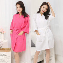 Beauty salon slim Huffg 70% sleeve bathrobe pure cotton sweaty Fancy Full Cotton Guest Sleeping Skirt Short summer