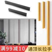 Customized wardrobe handle lengthy luxury black modern minimalist long strip golden top super long cabinet door handle