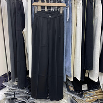 Sunflower 9015 elastic waist black casual draping suit pants women Spring and Autumn high waist loose wide leg straight trousers