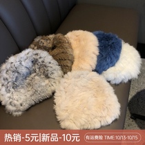 Hairy hat real hair rabbit plush fur hat woven cold and warm wool knitted head hat female autumn and winter Joker