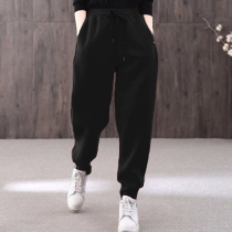 Leisure Sports Plus velvet pants children slim 2021 autumn and winter New radish grandma thickened Harlan bunch feet outside wear