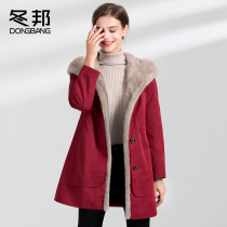 Nie overcome female short mink liner detachable mink coat hooded whole Marten 2021 Winter New Pike suit