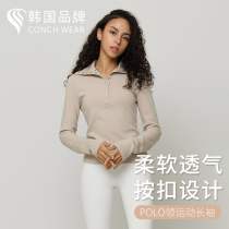 CONCH WEAR Korean sports blouses breathable POLO shirt long sleeves for running sports golf tennis clothes