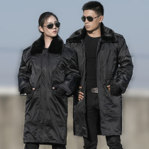 Military cotton coat for mens long section Anti-cold thickened Winter Chinese long work Tampon Cotton Clothing Security Guard Duty Great Coat