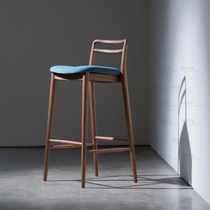 Bar chair modern minimalist black walnut wood stools Nordic solid wood backrest bar chair bar chair home