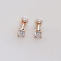 New akoya pearl screwing screws 18K rose gold diamond ear bone nails real diamond earrings on both sides for women