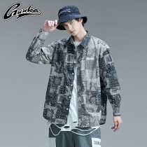  GUUKA tide brand cashew flower shirt mens long-sleeved autumn student hip-hop couple high street retro shirt jacket loose