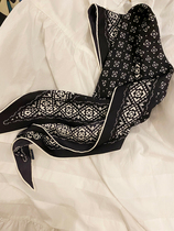 Japanese design wind printing sloping diamond silk scarf small scarf 100 % silk silk silk