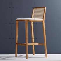 American solid wood bar chair Household high chair Bar club reception bar chair Nordic simple modern bar chair