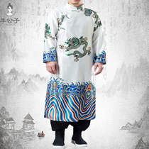 Chinese style dragon print long shirt Chinese clothing mens clothing performance wedding clothing long paragraph Republic of China robe coat