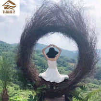 Bali net celebrity birds nest outdoor swing creative rattan hanging chair round bed Water drop scenic area shaking sound bed and breakfast shaker