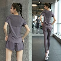 Sports suit womens summer thin loose large size breathable quick-drying clothes Professional high-end gym running yoga clothes