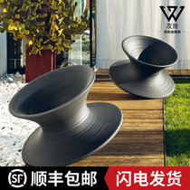 Shopping mall FRP rotating chair Net red gyro chair 360 degree tumbler rest seat personality beauty Chen casual stool