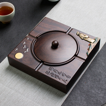 Ashtray with lid household windproof ashtray creative personality trend living room ebony wood large retro Chinese style