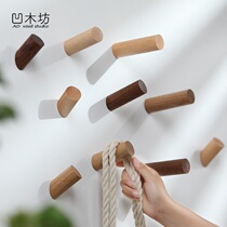 Solid wood hanging hook Creative wall hanging coat hook Wall hanging hanger free hole strong viscose Nordic wooden hook