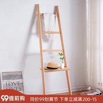 Solid wood ladder rack bedroom wall hanging hanger floor bed clothes Japanese style simple corner coat rack