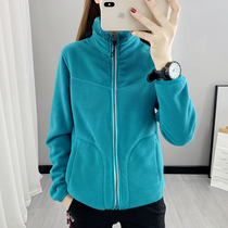 155F double-sided fleece womens stand-up collar coral fleece jacket autumn and winter thickened double-sided fleece jacket liner