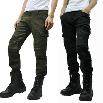 AliExpress explosive military green casual locomotive elastic pants motorcycle riding jeans locomotive anti-fall racing pants