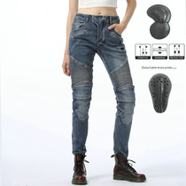 LOONG BIKER motorcycle riding pants jeans anti-drop fashion high elastic pants with protective gear slim female model