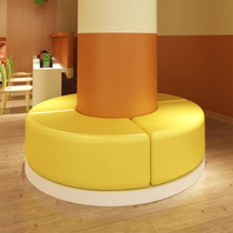 Cinema shopping mall photography base Library hotel hall lounge waiting area with pillars around curved sofa