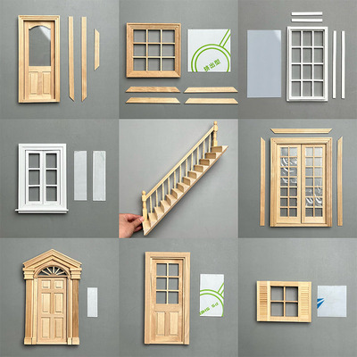 taobao agent Sugar strip 12 -point baby house decorative window mini can open baby with accessories micro -reduction model doors and windows stairs 1:12