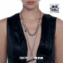 KVK × fourtry trend partner 2 element splicing detachable double layer necklace niche design necklace female