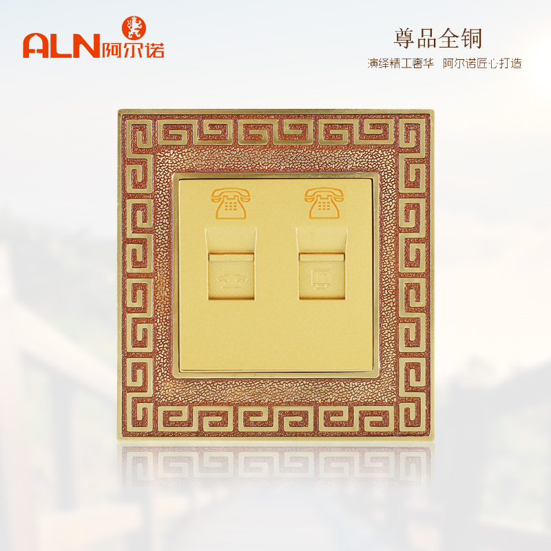 Arnold custom switch copper Chinese dual phone wall boutique socket 86 panel villa hotel home