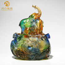 Glass ornaments Elephant aromatherapy incense burner Zhaocai Ding indoor home incense agarson agarson creative high-end decorations