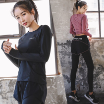 Large size yoga suit womens suit professional running breathable gym quick-drying clothes fat mm loose long sleeve sports suit