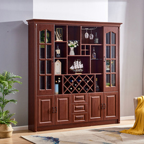 Solid wood color dining side cabinet New Chinese wine cabinet wall modern simple restaurant cabinet American cabinet Multi-function locker