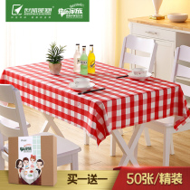 Shikai disposable tablecloth thickened round table Household rectangular restaurant leave-in tablecloth Disposable picnic mat printing