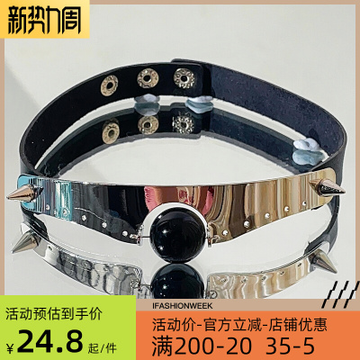 taobao agent Black beads, choker hip-hop style, necklace, 2 carat, punk style