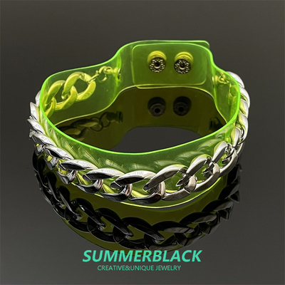 taobao agent Necklace, green choker hip-hop style, punk style, 2 carat