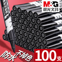 100 Chenguang markers Black oily pens Large-head pens Large-capacity oily non-fading Waterproof non-erasable Large waterproof pens Sign-in pens Poster pens Non-fading thick-head signature markers