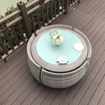 Outdoor table and chair Outdoor courtyard rattan chair three-five-piece balcony small coffee table combination household round table chair leisure