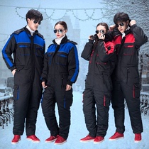 Cold storage conjoined cotton clothes thickened work clothes mens ice fishing night fishing sea fishing frozen storage cold protection outdoor ski clothes