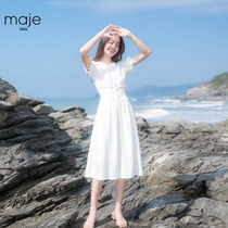 MAJE KARA French style white dress for women Summer 2022 new seaside holiday cashew with slim fairy long dress