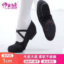 Black Dance Shoes Women Adults Teacher Shoes Soft-bottom Practice Shoelaces Heel Low Heel Folk Yoga Belly Ballerina Ballerina