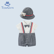 Tommy Gaven baby Summer clothing thin clothes New raw male baby Conjoined clothes Harvest 100 days Dining one-year-old dress