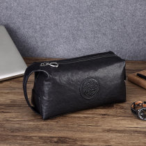 Mens Handbags Handmade Leather Genuine Leather Soft Leather China Wind Large Capacity Small Capacity Casual Mens Wave Personality Hand Grab Bag