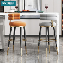 Light luxury bar chair home Island dining chair upholstered backrest cafe chair Hotel hotel front desk bench