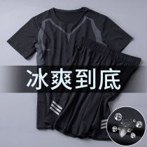 Sports suit Mens summer running equipment Short-sleeved shorts Basketball training suit Quick-drying clothes Tights Fitness clothes