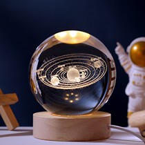 Glass Solar System Crystal Ball Table Small Night Light Light Glass Ball Decoration Birthday Girls Christmas