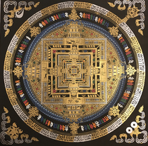 Thangka Tibet pure hand-painted Nepal black gold Mandala time wheel King Kong living room porch decoration Mandala
