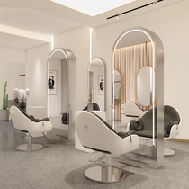 Mirror barbershop net red hair salon special simple floor-to-ceiling single-sided hair cut hot dye mirror with lamp hair salon mirror