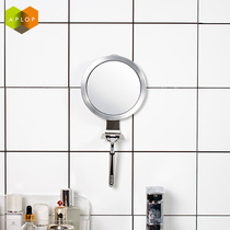 Bathroom anti-fog mirror toilet wall glass cosmetic mirror shaving rack adhesive hook non-hole wall mounted mirror round